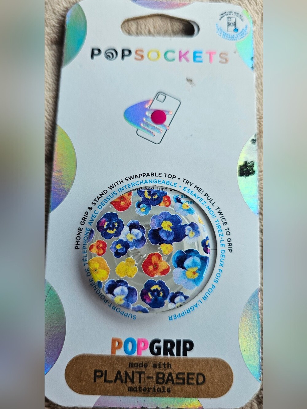 PopGrip By POPSOCKET Floral Pansy Phone Grip - Blue, Yellow, Orange